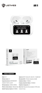 LENYES AIR 11 Auriculares TWS Bluetooth 5.4 Pantalla Táctil LED ENC Blanco