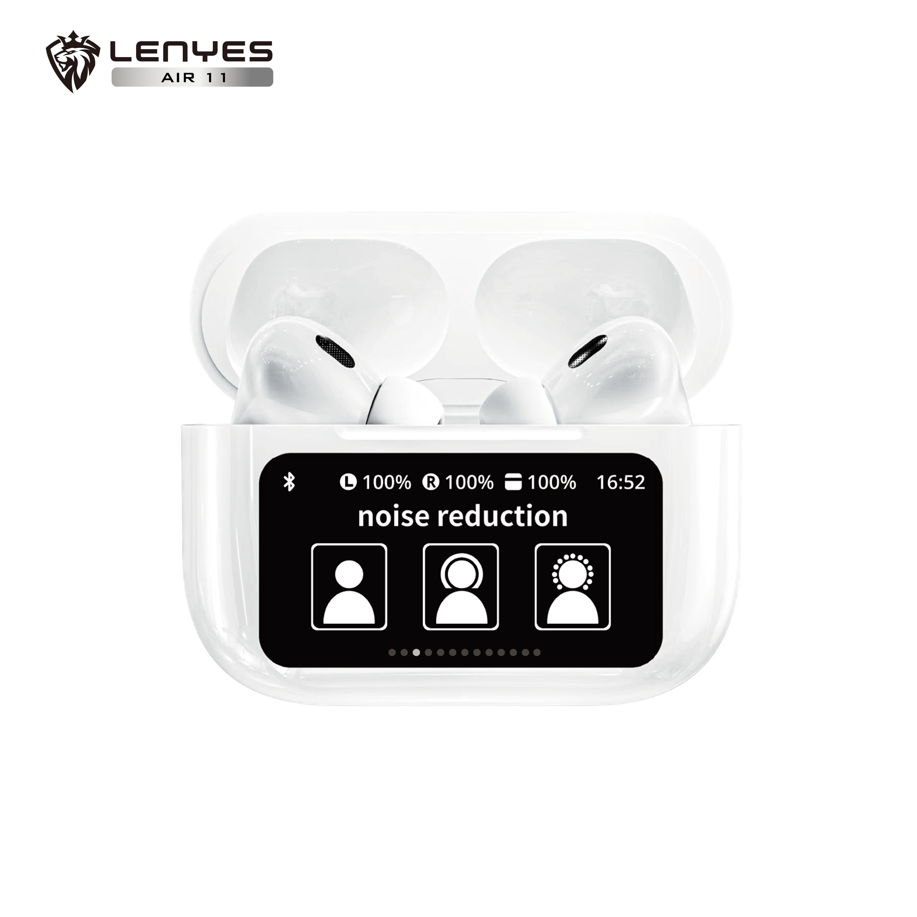 LENYES AIR 11 Auriculares TWS Bluetooth 5.4 Pantalla Táctil LED ENC Blanco