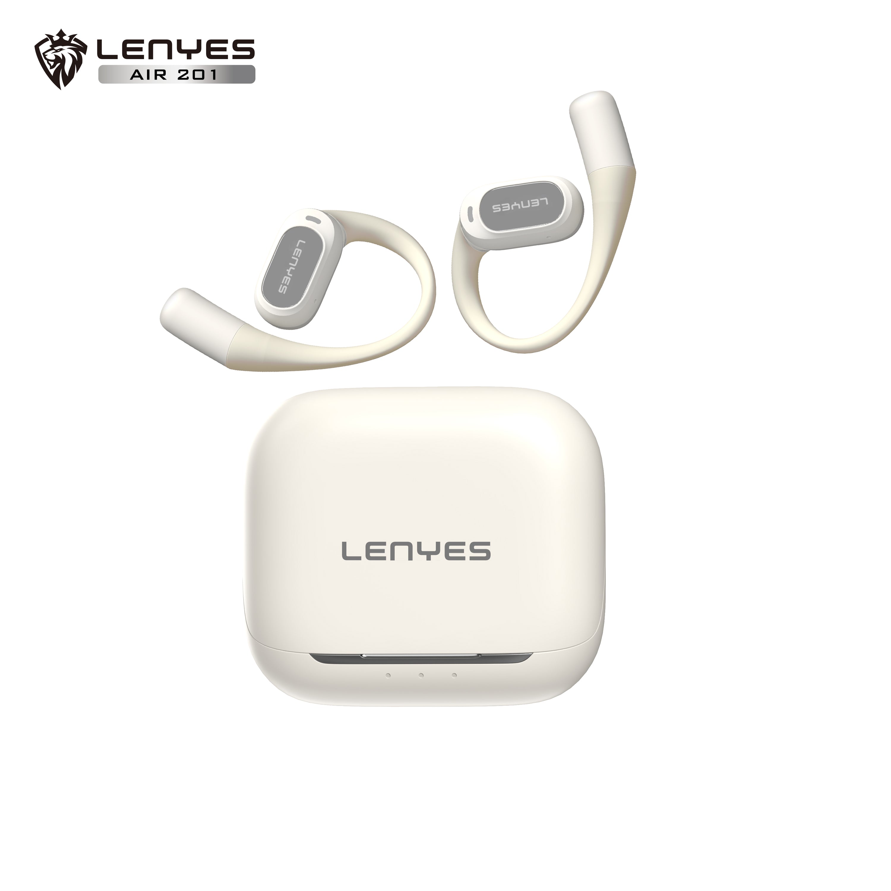 LENYES AIR 201 WHITE Auriculares Bluetooth 5.4 Deportivos con Gancho de Oreja - Resistentes al Sudor (Copia)