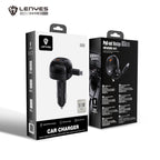 LENYES CA59 Cargador Coche 60W Cable Retráctil USB-C 3 Puertos PD30W Negro
