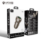 LENYES CA64 Cargador Coche 95W 3 Puertos USB-C PD65W Metálico LED Dorado