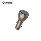 LENYES CA66 Cargador Coche 95W 3 Puertos USB-C PD65W Metálico LED Dorado
