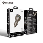 LENYES CA66 Cargador Coche 95W 3 Puertos USB-C PD65W Metálico LED Dorado