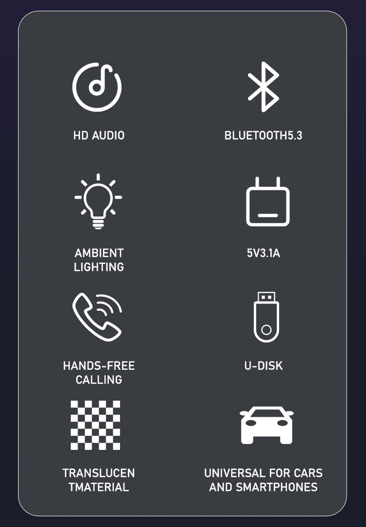 LENYES CA813 Transmisor FM Coche Bluetooth 5.3 Cable 3en1 Carga Rápida Negro