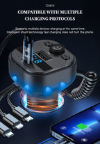 LENYES CA813 Transmisor FM Coche Bluetooth 5.3 Cable 3en1 Carga Rápida Negro