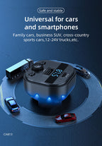LENYES CA813 Transmisor FM Coche Bluetooth 5.3 Cable 3en1 Carga Rápida Negro