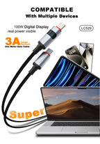 LENYES LC529TC-I Cable de Carga Rápida con Pantalla Digital 30W USB-C a Lightning