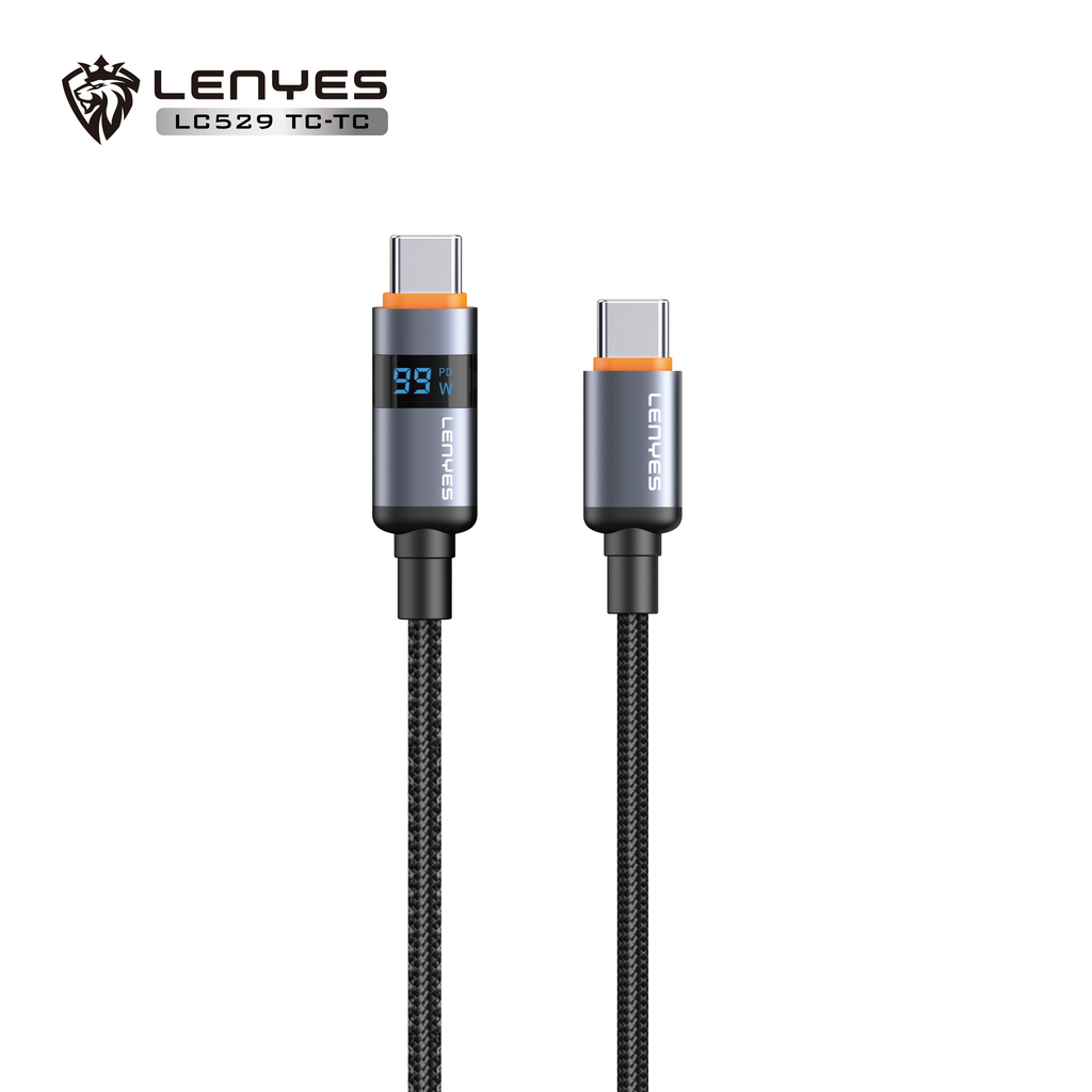 LENYES LC529TC-TC Cable de Carga Rápida con Pantalla Digital 100W USB-C a USB-C