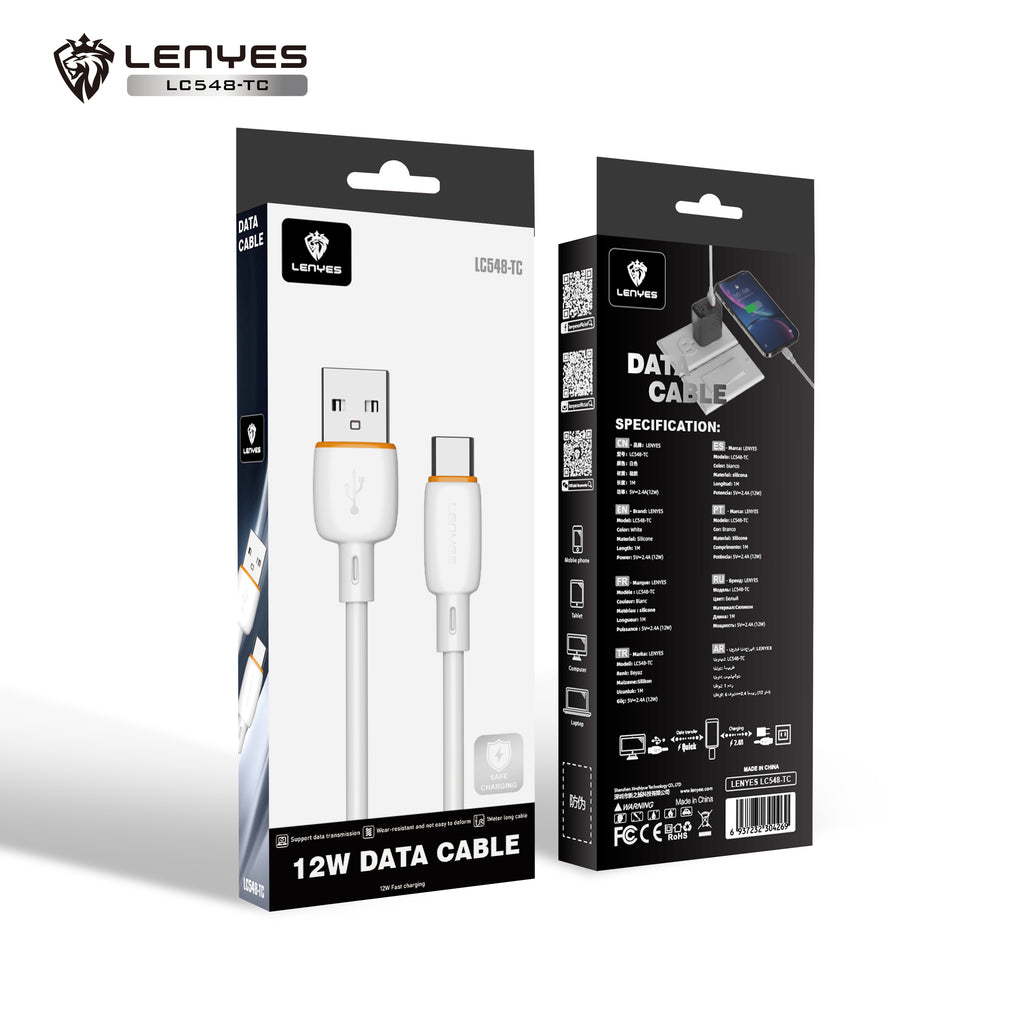LENYES LC548 TC Cable de Silicona USB-A a USB-C 12W Carga Diaria