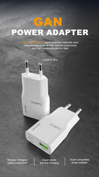 LENYES LCH11 Cargador Dual 20W USB-C + USB-A Carga Rápida Blanco