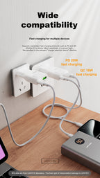 LENYES LCH11 Cargador Dual 20W USB-C + USB-A Carga Rápida Blanco