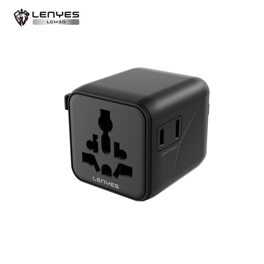 LENYES LCH30 Adaptador de Viaje Universal 2500W - Compatible con UK, EU, USA, AU - Cobre Puro