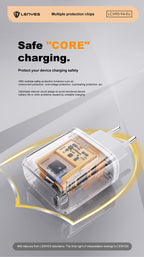 LENYES LCH93-EU Cargador Dual 30W USB-C + USB-A Carga Rápida Blanco