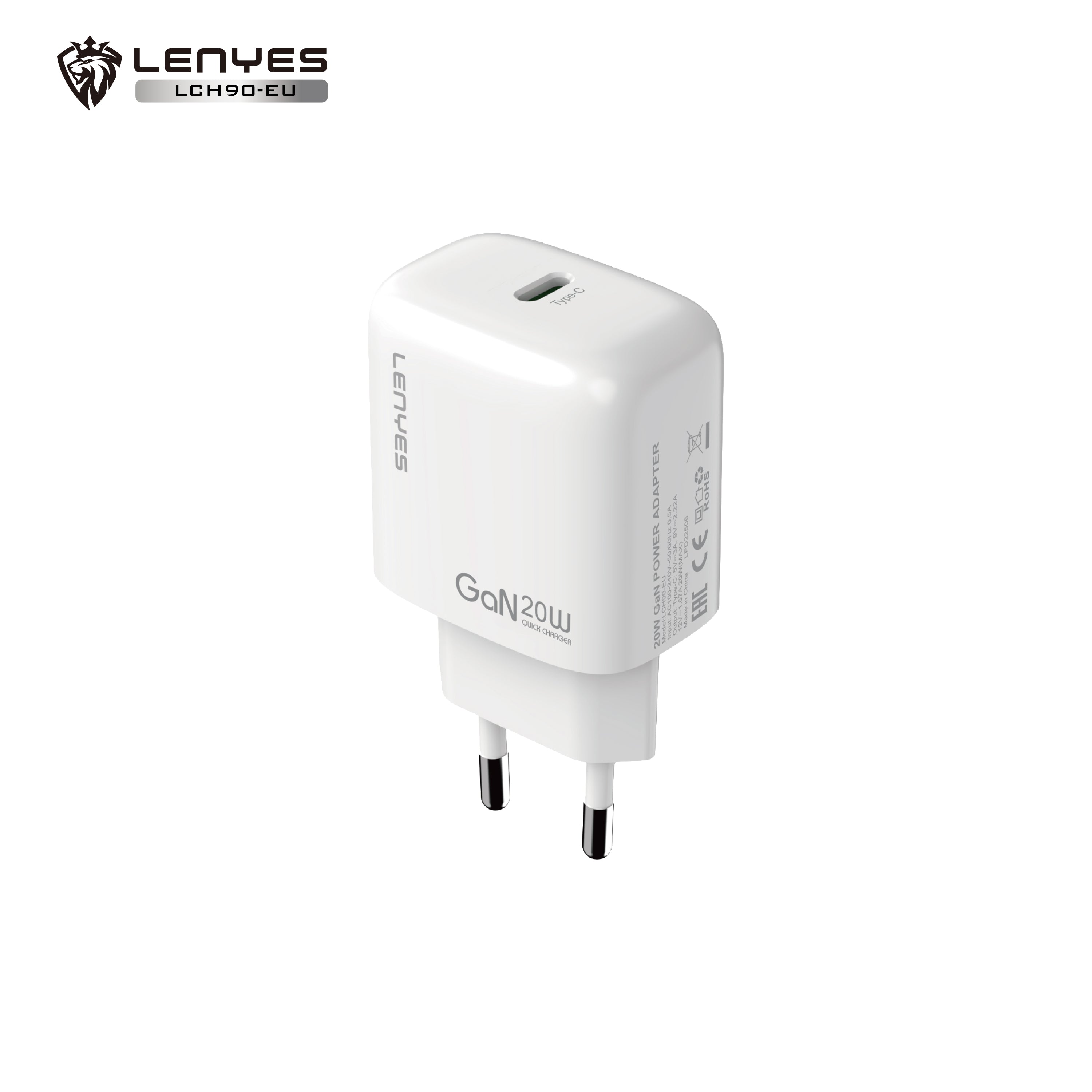 LENYES LCH90-EU Cargador USB-C 20W Carga Rápida Power Delivery Blanco