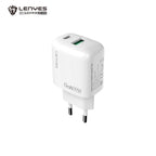 LENYES LCH93-EU Cargador Dual 30W USB-C + USB-A Carga Rápida Blanco