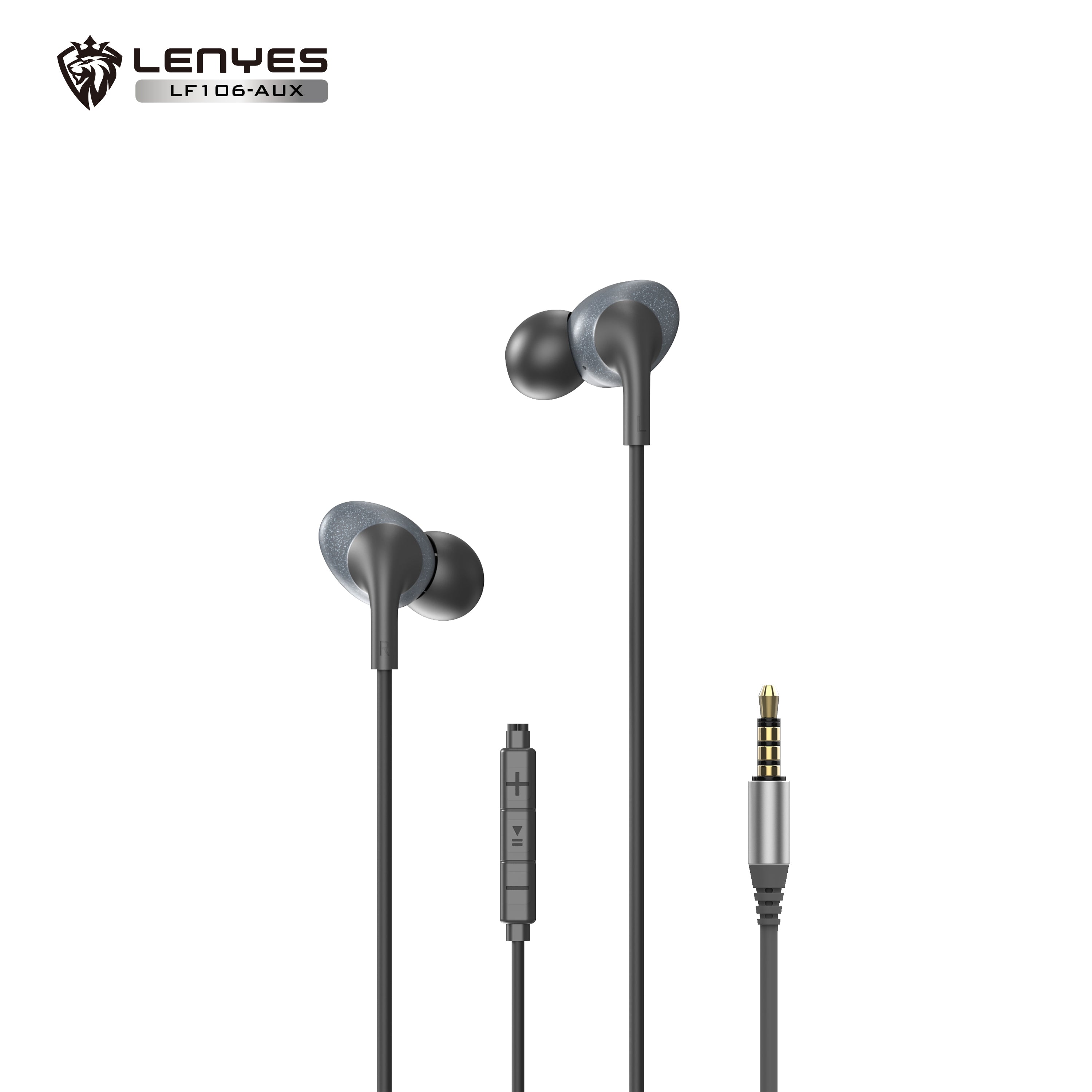 LENYES LF106-AUX Auriculares Cable 3.5mm 10mm Micrófono HD Controles Negro