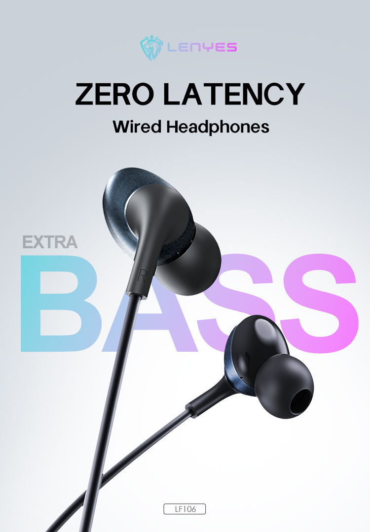LENYES LF106-TC Auriculares Cable USB-C 10mm Micrófono HD Controles Negro