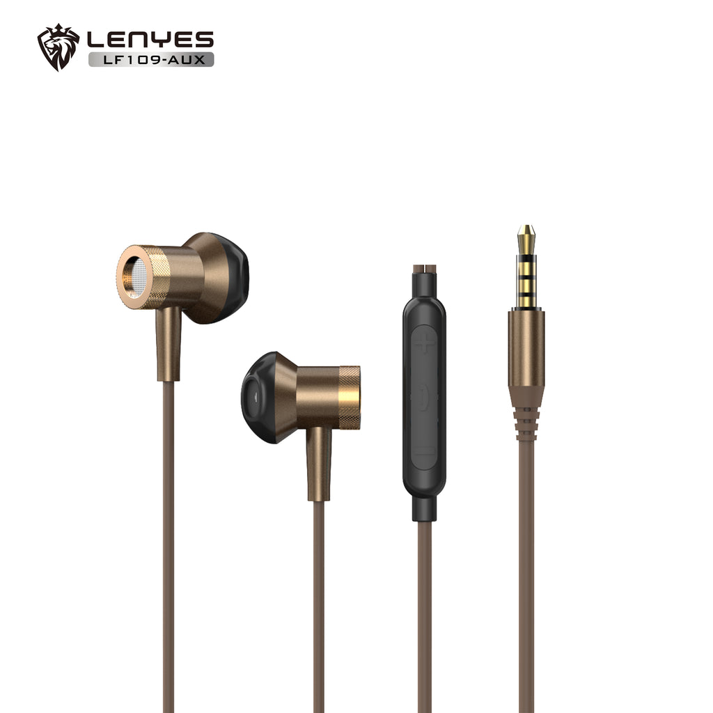 LENYES LF109-AUX Auriculares con Cable Jack 3.5mm - Hi-Fi Plug & Play con Micrófono y Control