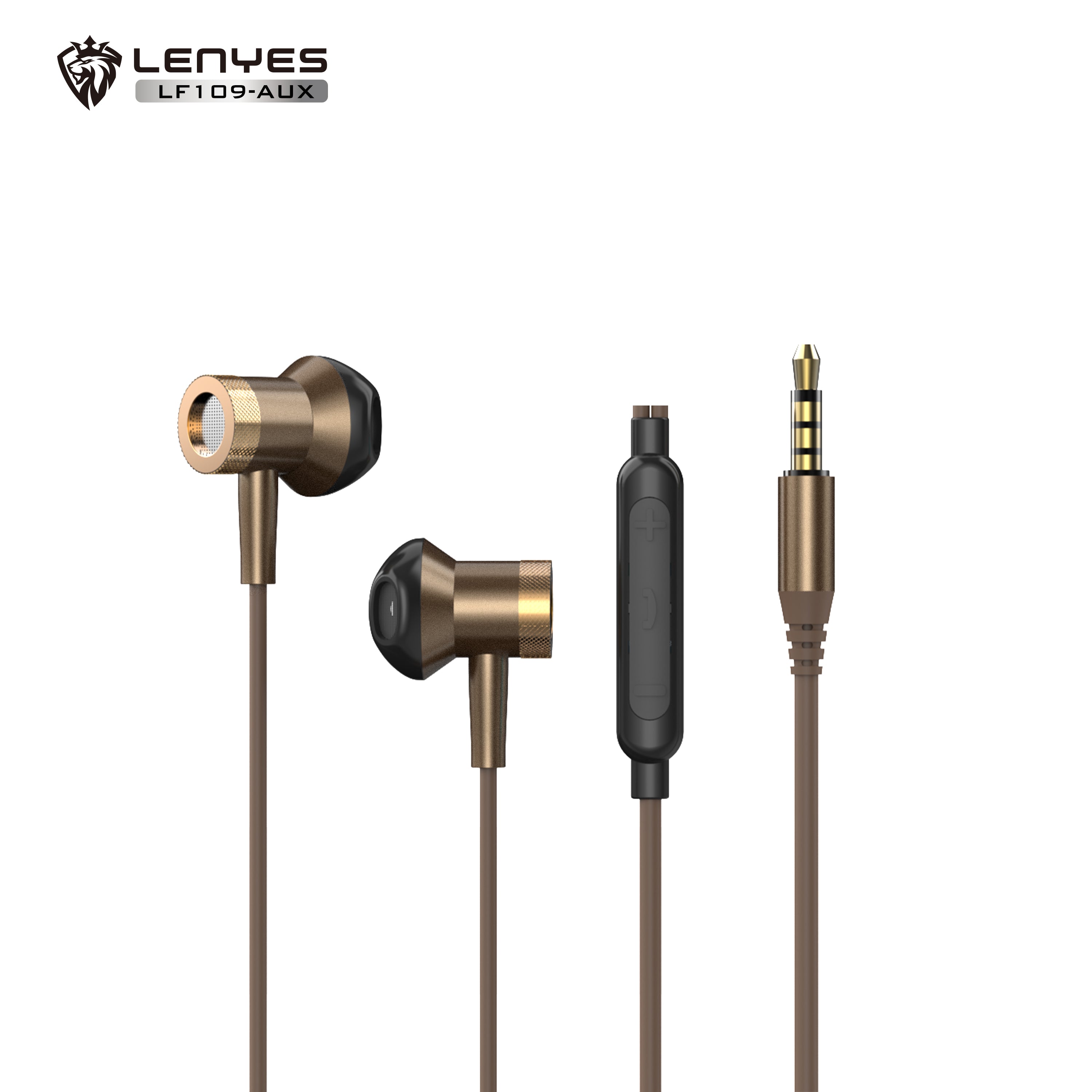 LENYES LF109-AUX Auriculares con Cable Jack 3.5mm - Hi-Fi Plug & Play con Micrófono y Control