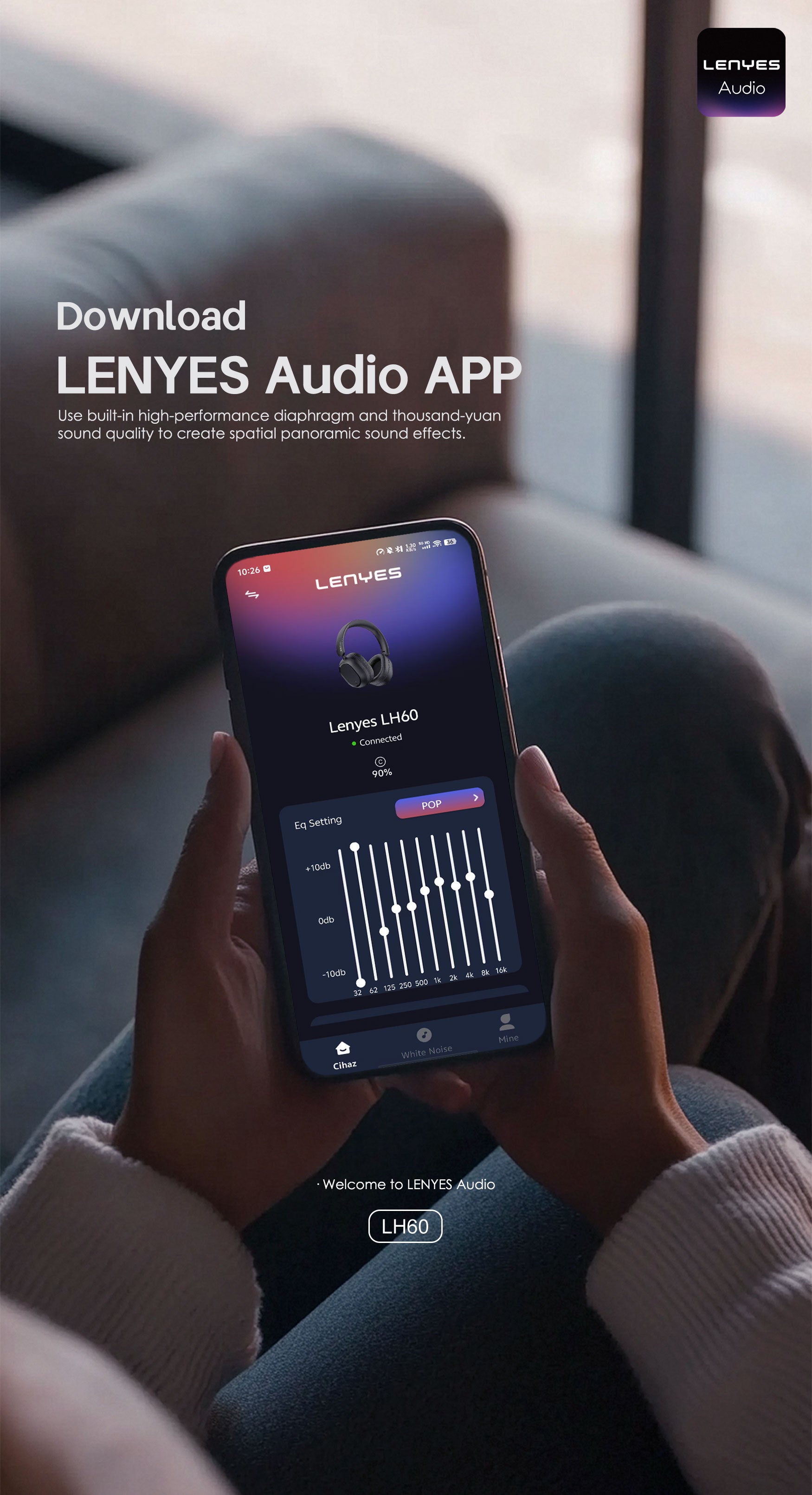 LENYES LH60 Auriculares Bluetooth Cancelación Ruido 40mm Plegables Negro