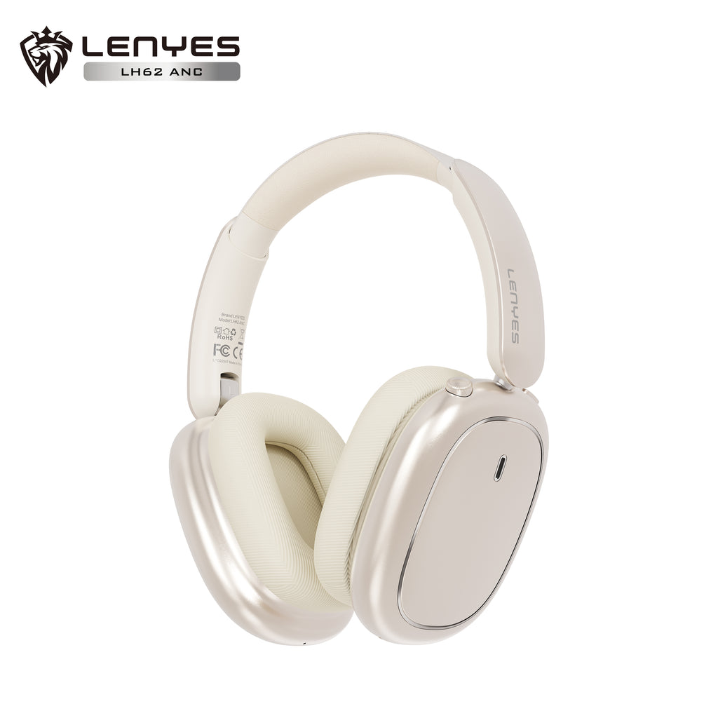LENYES LH62 ANC Auriculares Bluetooth Cancelación Ruido 40mm 20h Dorado