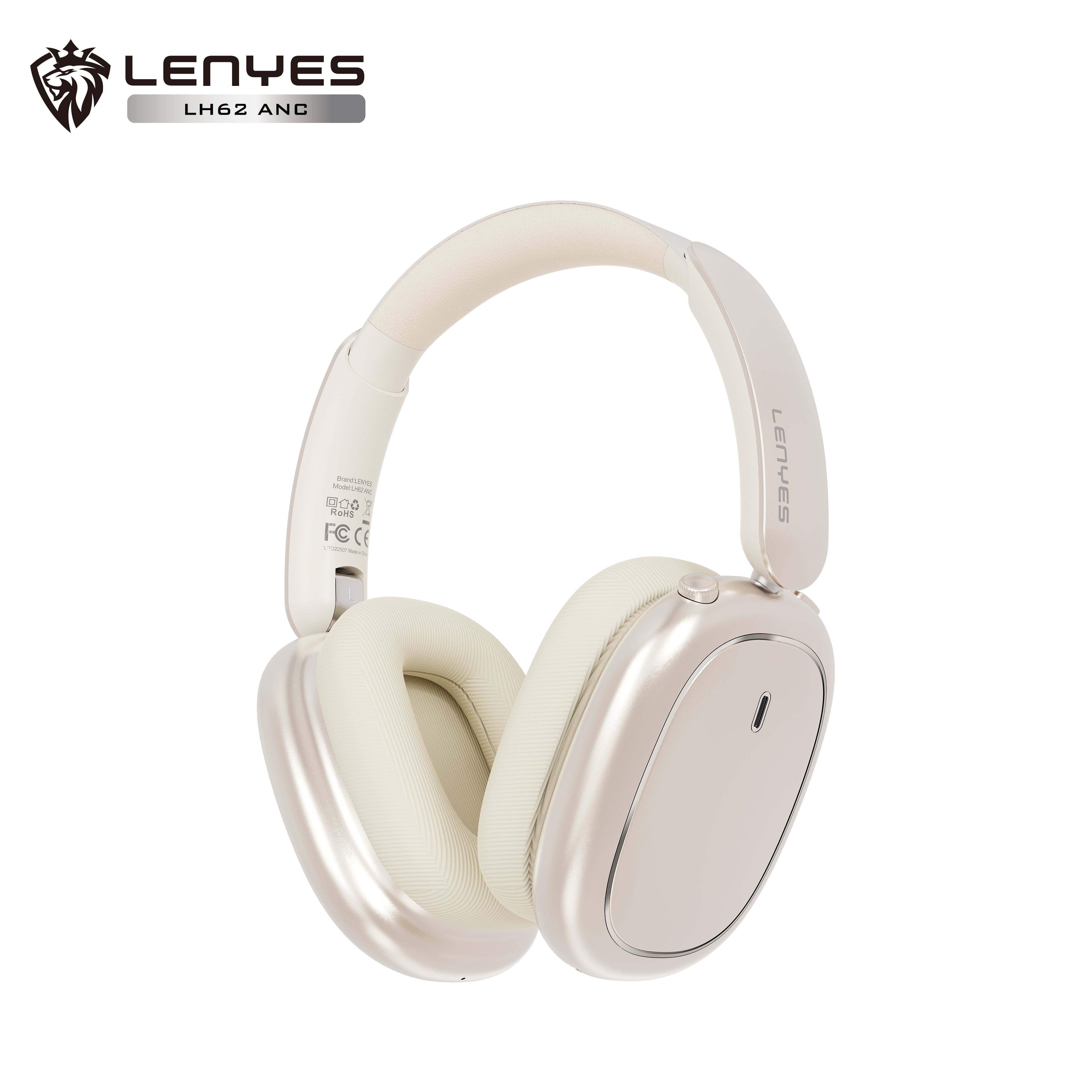 LENYES LH62 ANC Auriculares Bluetooth Cancelación Ruido 40mm 20h Dorado