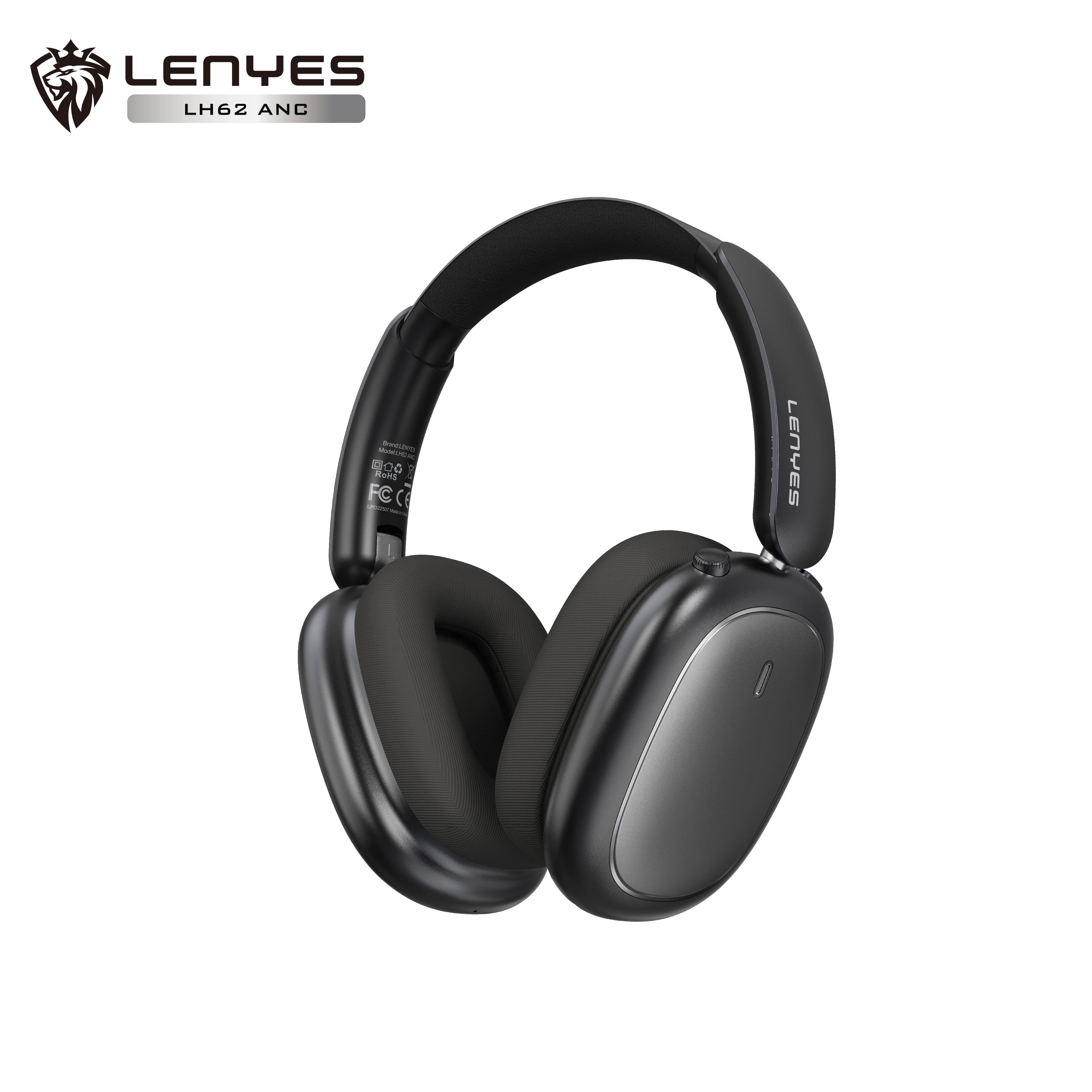 LENYES LH62 ANC Auriculares Bluetooth Cancelación Ruido 40mm 20h Gun Metal