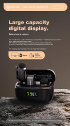 LENYES LM206 Micrófono Lavalier Inalámbrico USB-C 4.8g Reducción Ruido 20m Negro