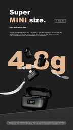 LENYES LM206 Micrófono Lavalier Inalámbrico USB-C 4.8g Reducción Ruido 20m Negro