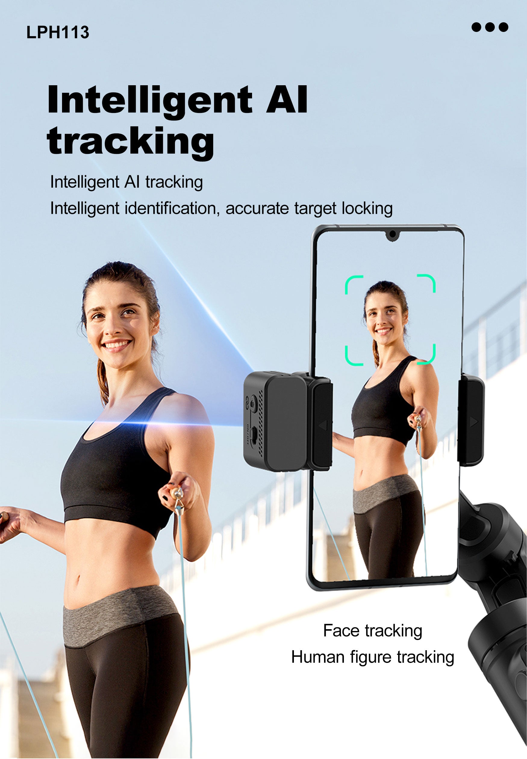 Estabilizador Gimbal | 3 Ejes Seguimiento IA y Micrófono | LPH113