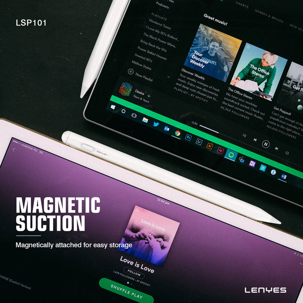 LENYES LSP101 Stylus Pen Activo iPad Rechazo Palma USB-C Magnético Blanco