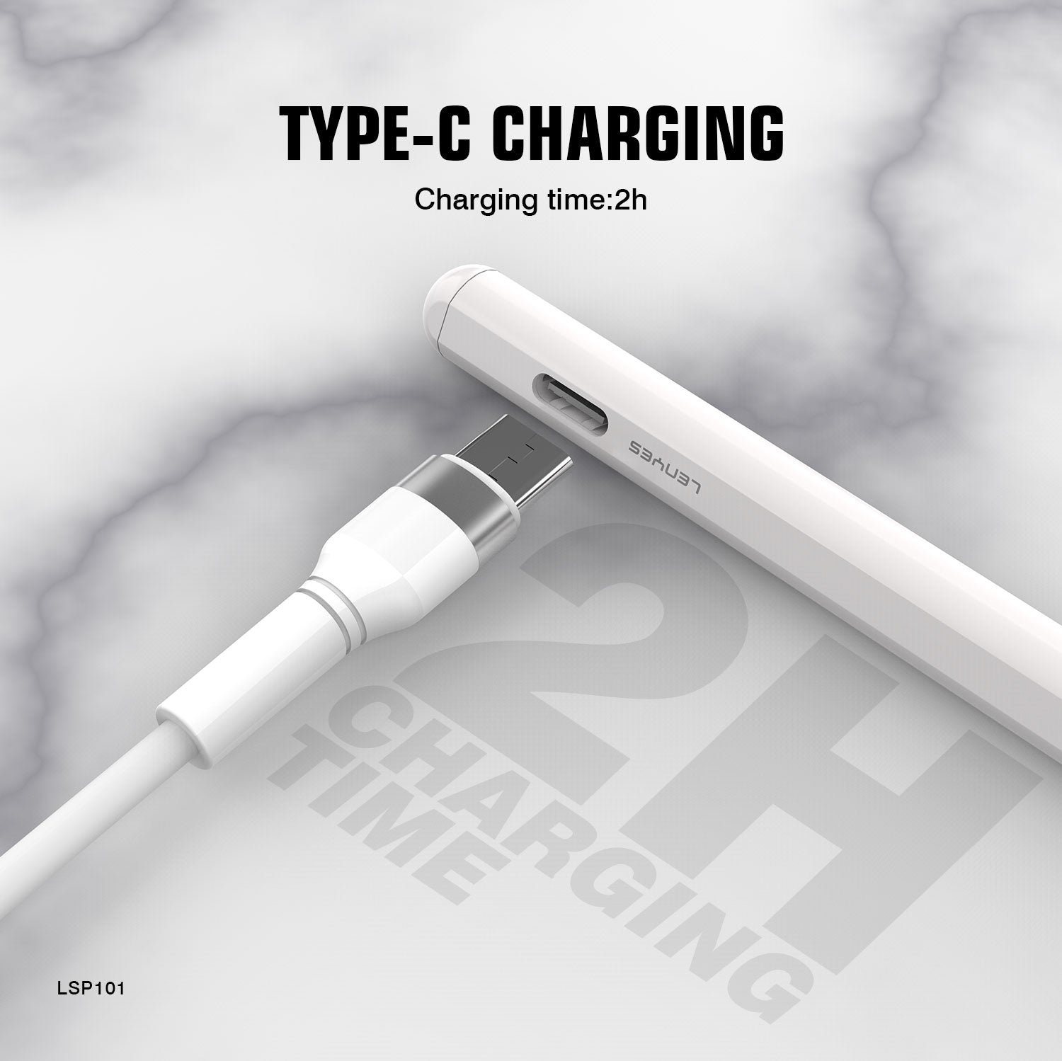 LENYES LSP101 Stylus Pen Activo iPad Rechazo Palma USB-C Magnético Blanco