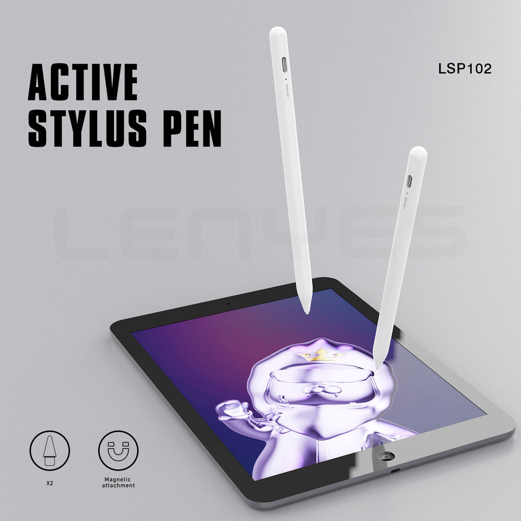 LENYES LSP102 Stylus Pen Activo Rechazo Palma 8-10h USB-C iPad Android Blanco