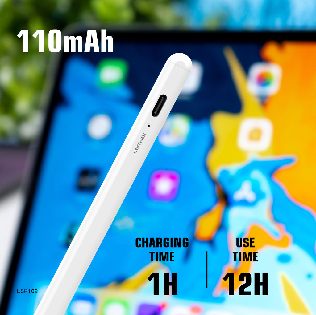 LENYES LSP102 Stylus Pen Activo Rechazo Palma 8-10h USB-C iPad Android Blanco