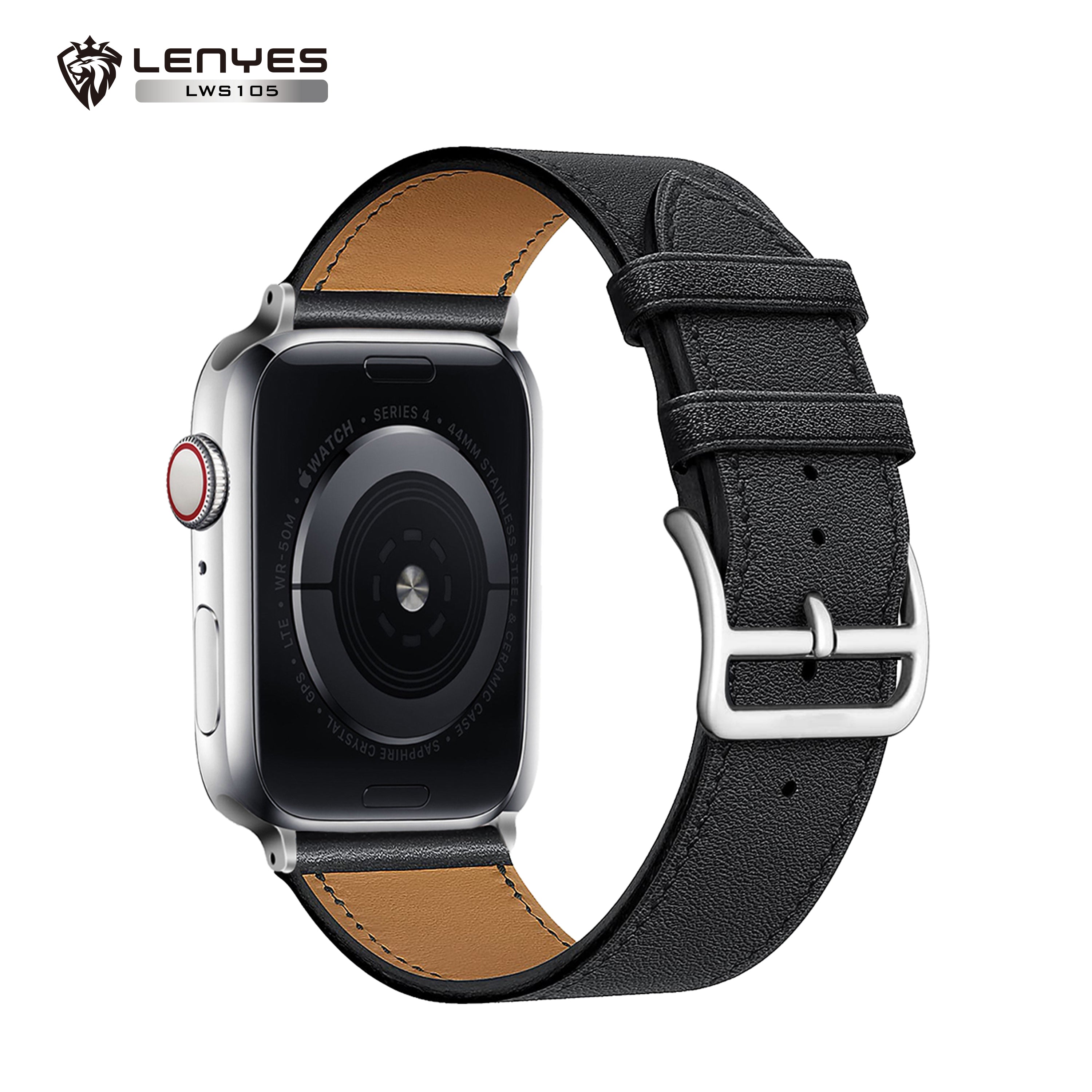 LENYES LWS105 Correa Cuero Genuino Apple Watch Hebilla Clásica Premium Universal 38-49mm