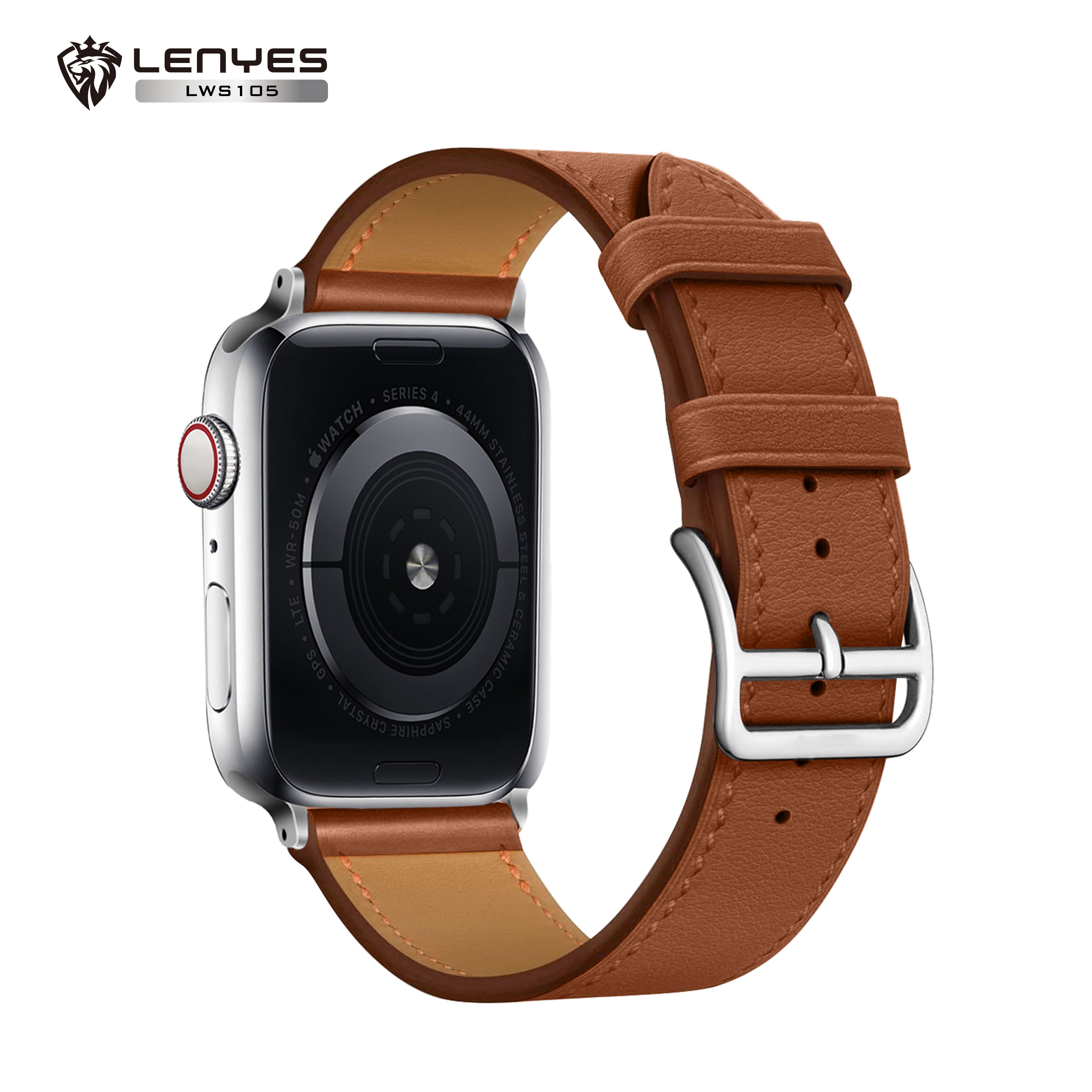 LENYES LWS105 Correa Cuero Genuino Apple Watch Hebilla Clásica Premium Universal 38-49mm