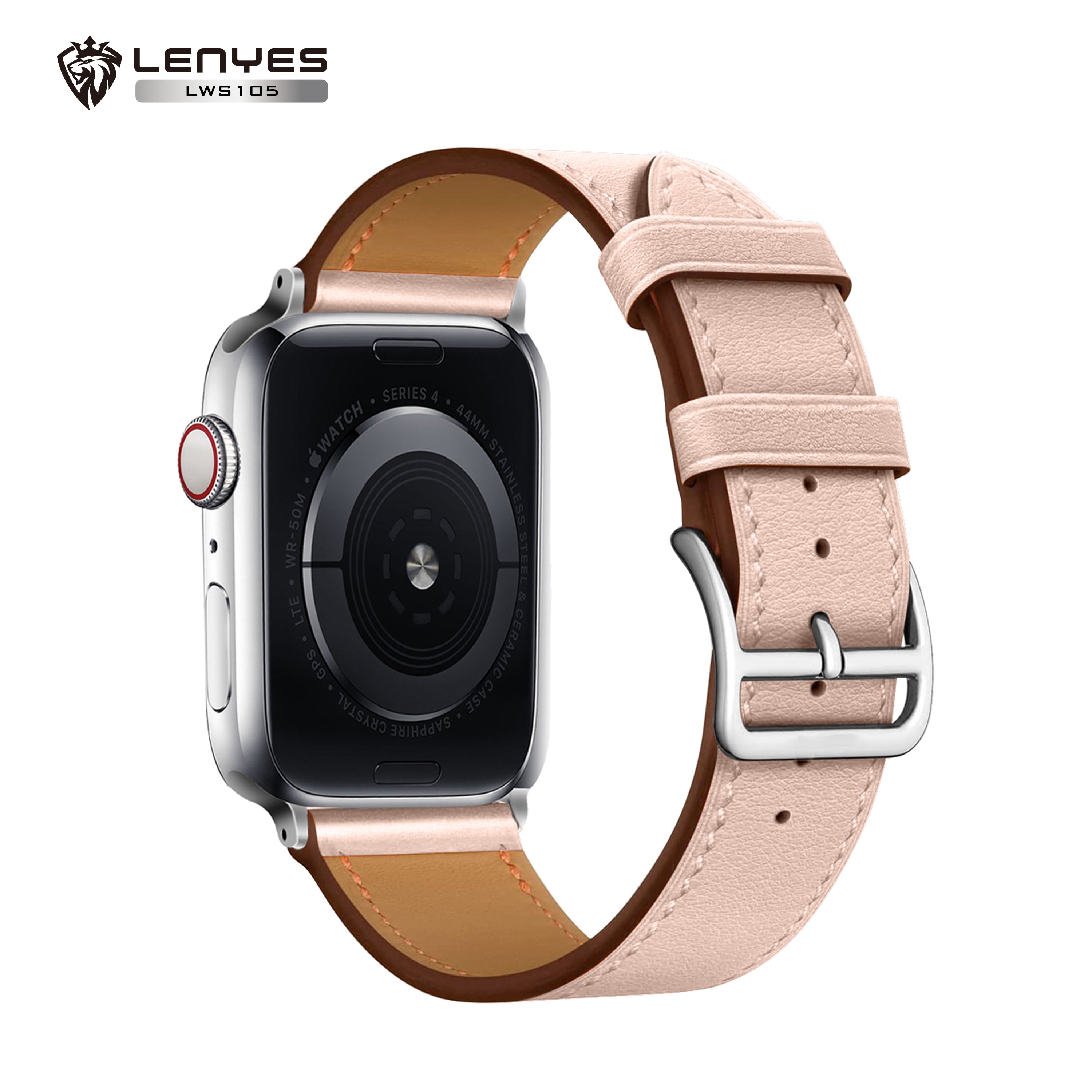 LENYES LWS105 Correa Cuero Genuino Apple Watch Hebilla Clásica Premium Universal 38-49mm