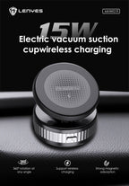 LENYES MHW019 Soporte Coche Carga Inalámbrica 15W Ventosa Eléctrica 360° Negro