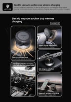 LENYES MHW019 Soporte Coche Carga Inalámbrica 15W Ventosa Eléctrica 360° Negro