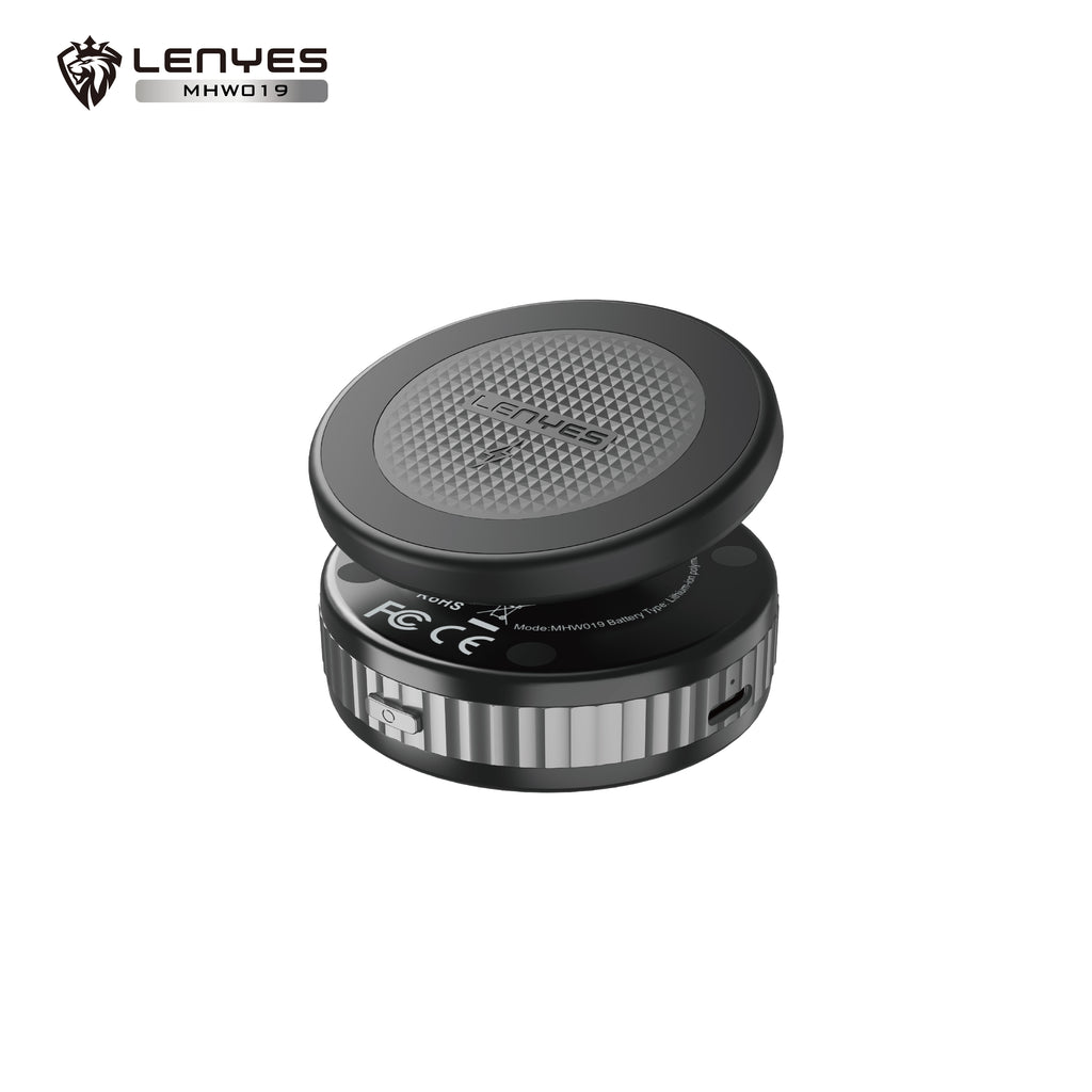 LENYES MHW019 Soporte Coche Carga Inalámbrica 15W Ventosa Eléctrica 360° Negro