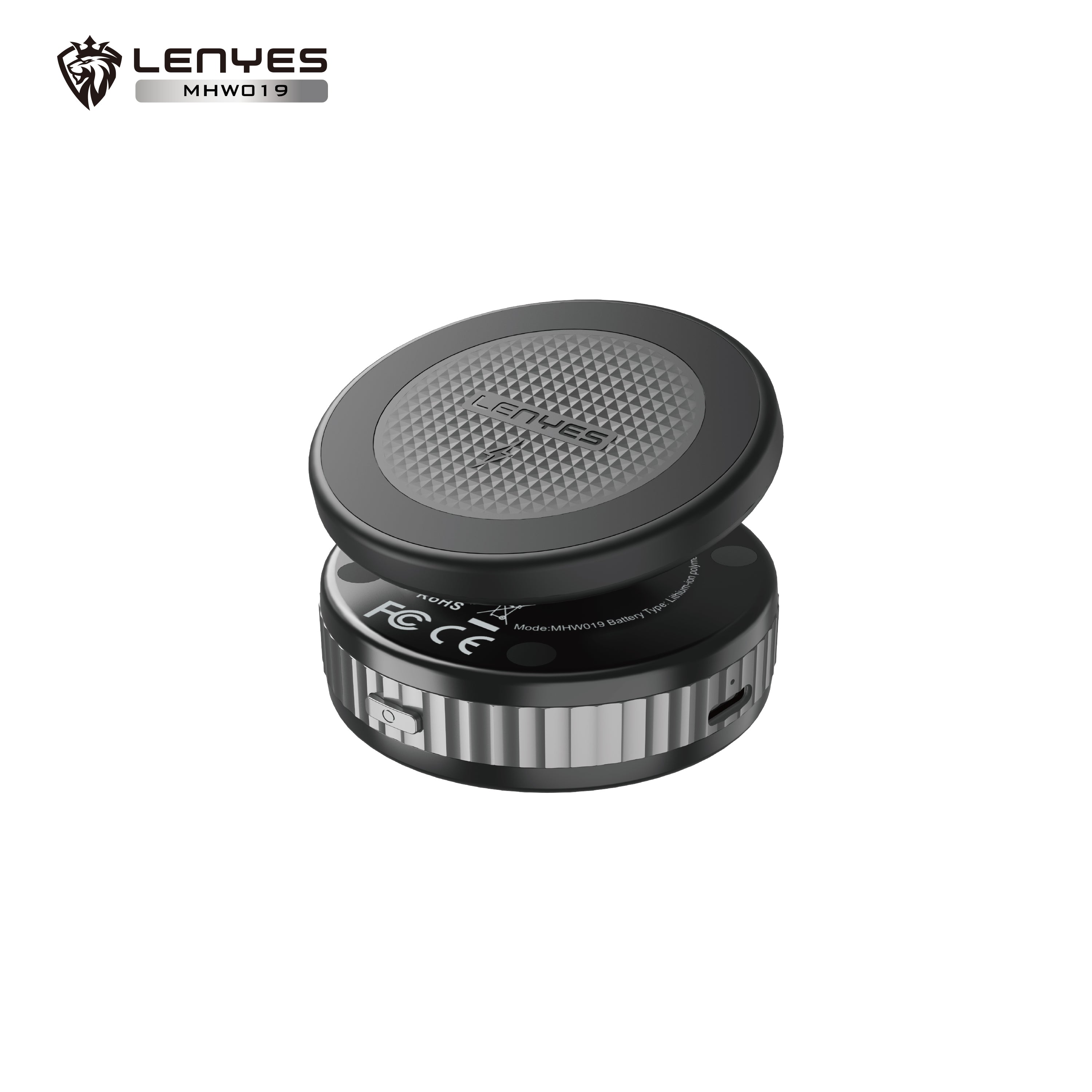 LENYES MHW019 Soporte Coche Carga Inalámbrica 15W Ventosa Eléctrica 360° Negro