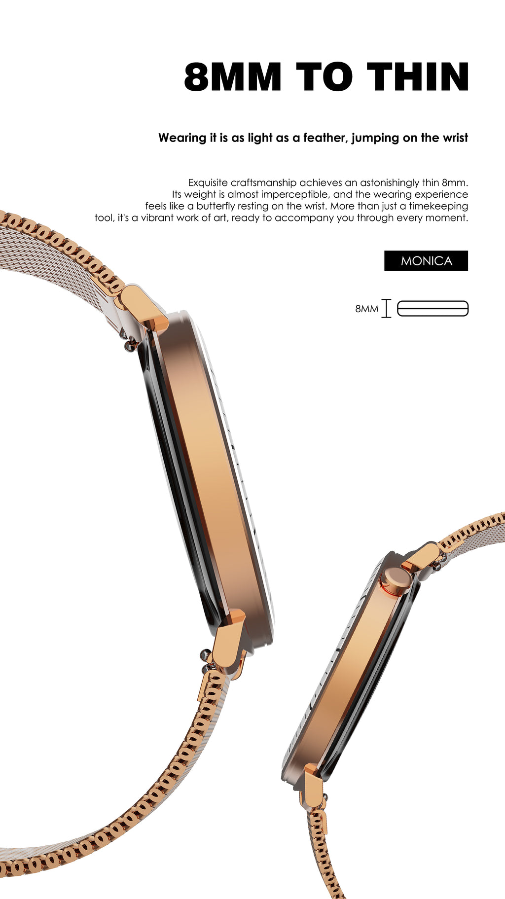 LENYES MONICA Smartwatch Ultra-Thin 8mm AMOLED 1.32" IP68 180mAh Oro Rosa