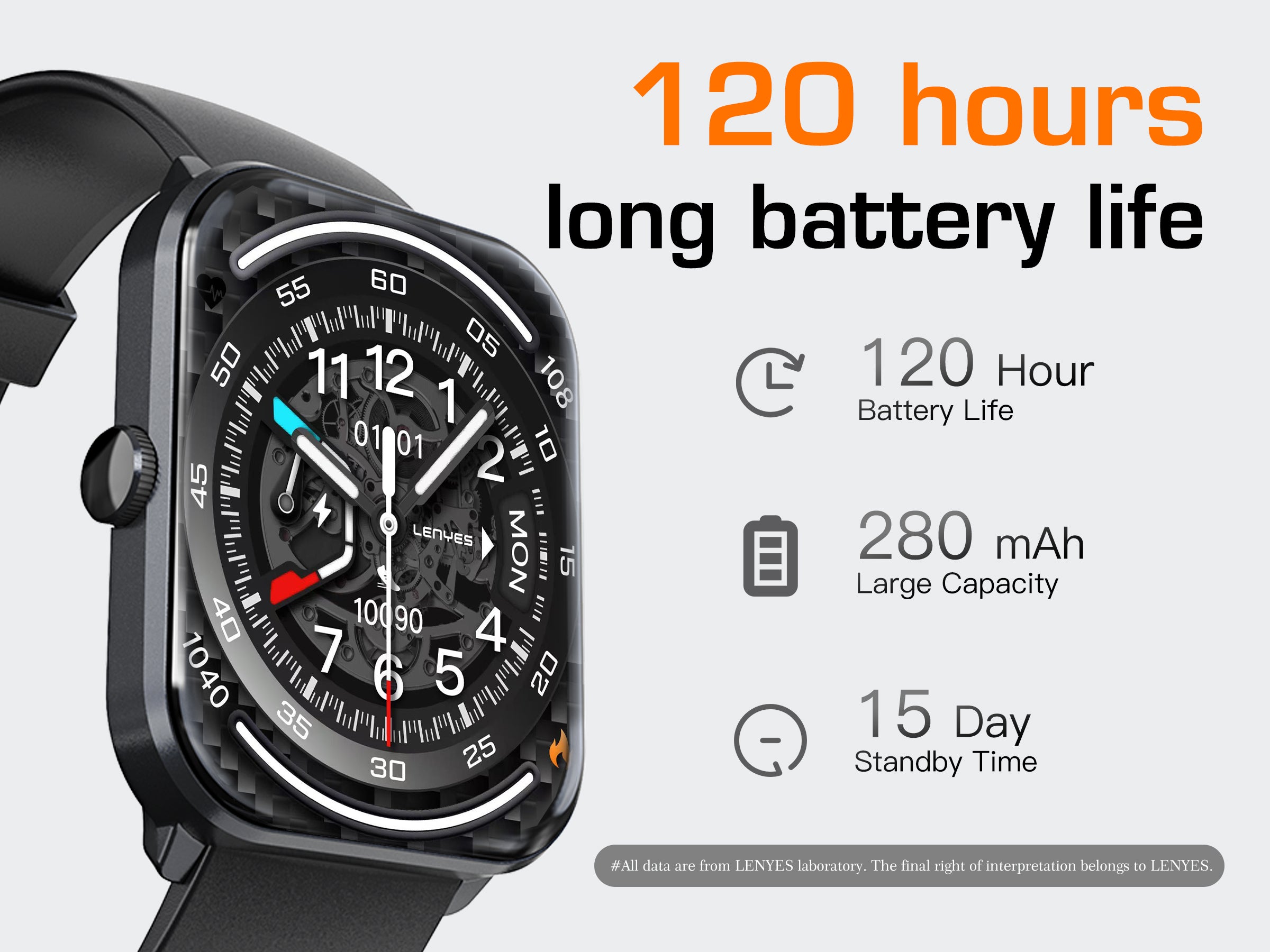 LENYES NEXA Smartwatch Monitor Salud Presión Estrés 7-10 Días IP67 Negro