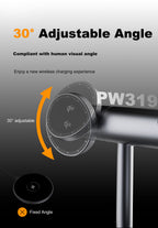 LENYES PW319 Cargador Inalámbrico 3en1 15W Qi2 Ángulo 30° Luz Nocturna Negro