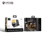 LENYES PW327 Cargador Inalámbrico 4en1 15W Reloj Alarma Lámpara Plegable Negro