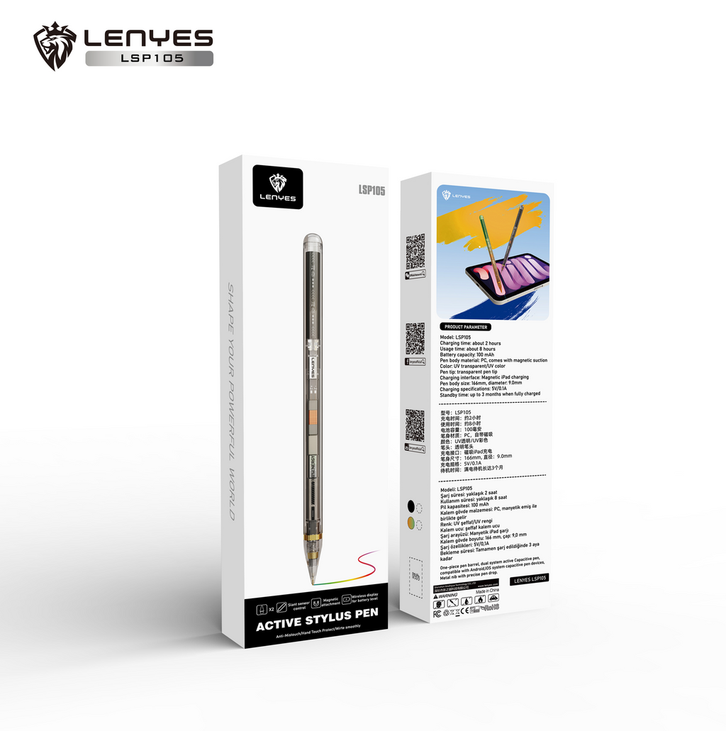 LENYES LSP105 Stylus Pen Activo Inclinación Rechazo Palma USB-C Magnético Blanco