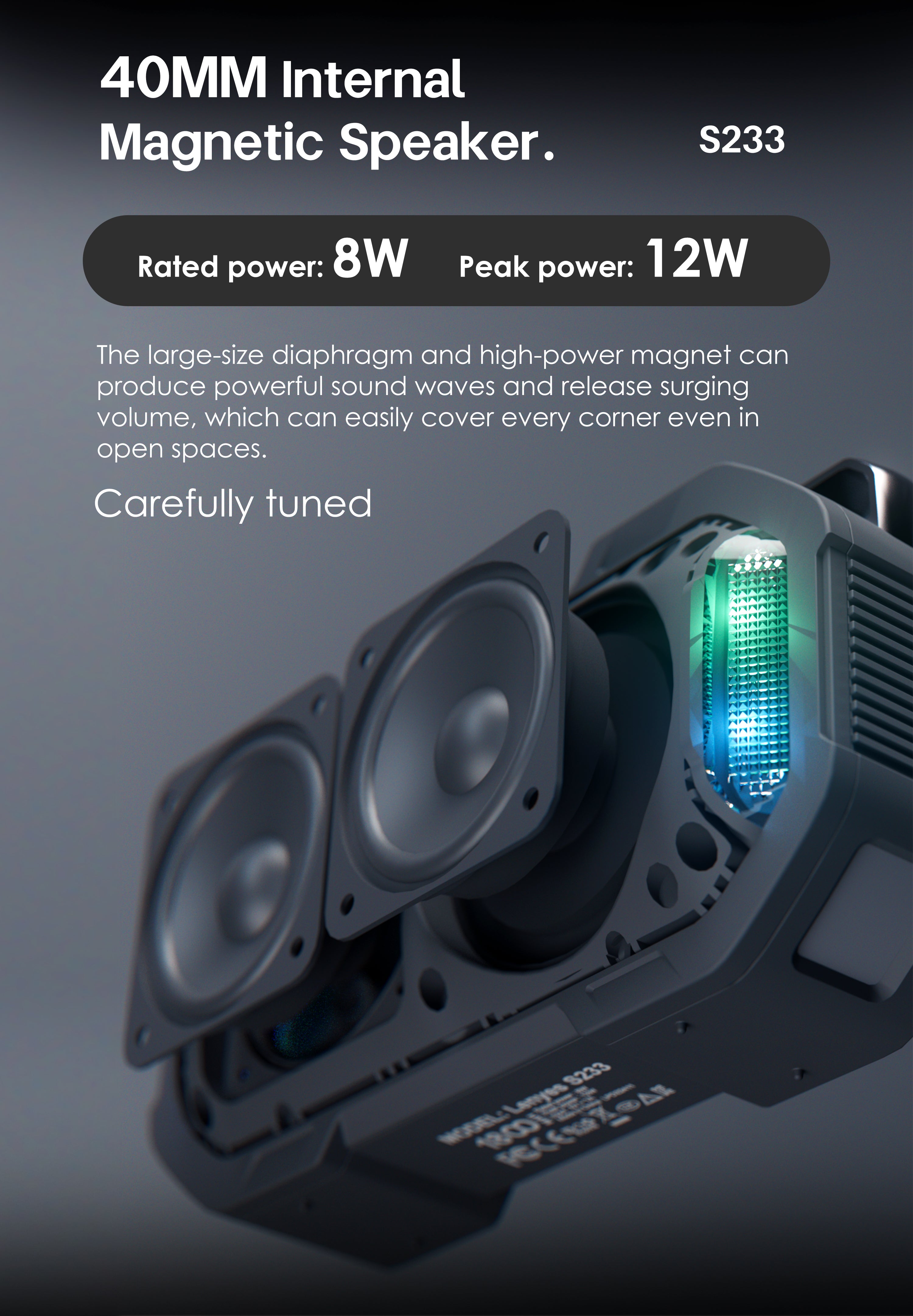 LENYES S233 Altavoz Bluetooth Mini Ultra Portátil IPX6 TWS Negro