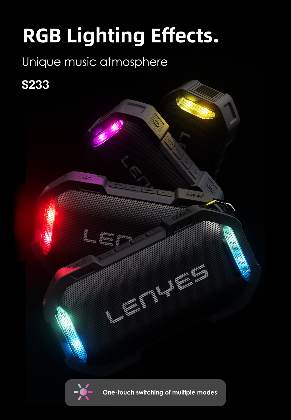 LENYES S233 Altavoz Bluetooth Mini Ultra Portátil IPX6 TWS Negro