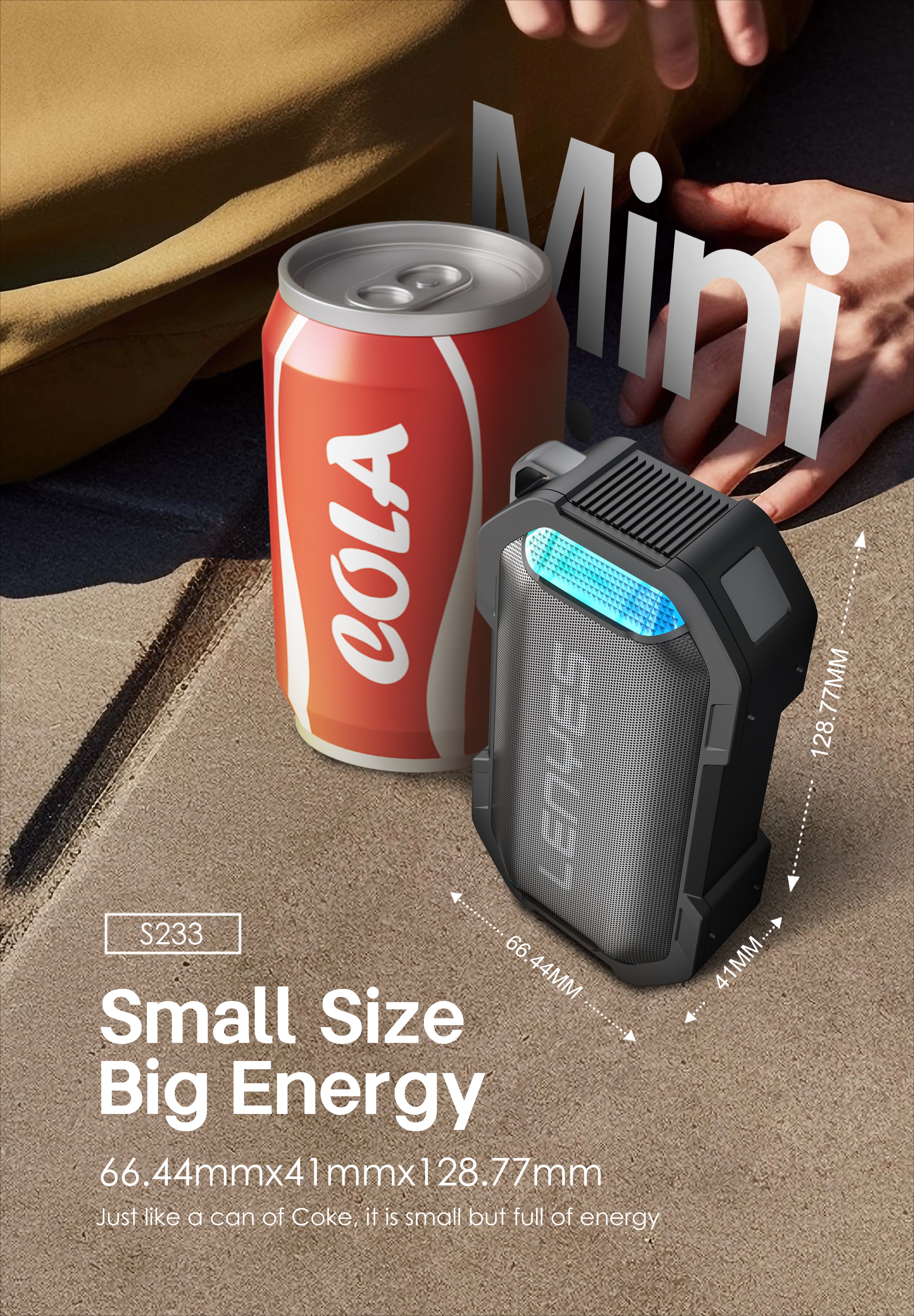 LENYES S233 Altavoz Bluetooth Mini Ultra Portátil IPX6 TWS Negro