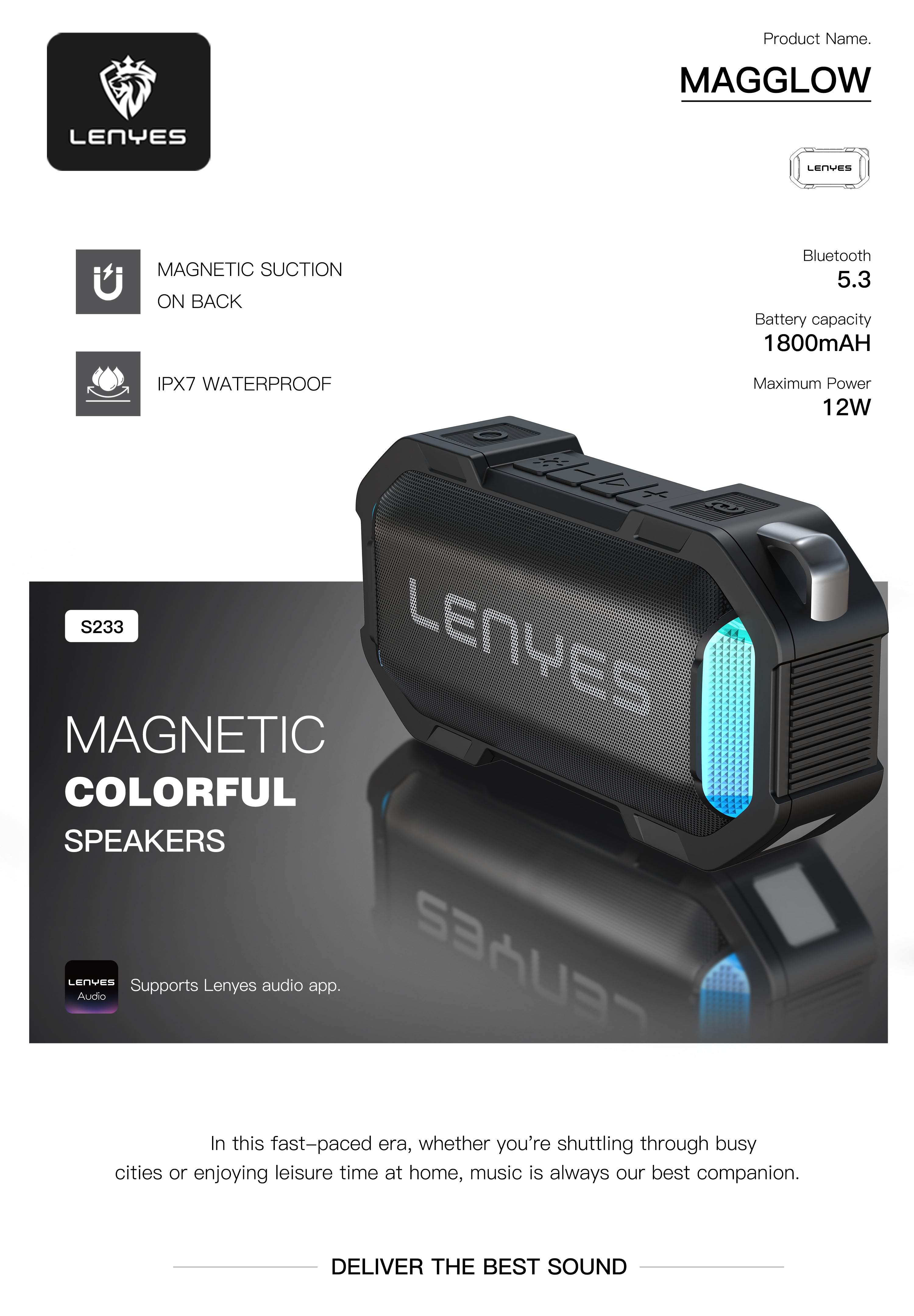 LENYES S233 Altavoz Bluetooth Mini Ultra Portátil IPX6 TWS Negro